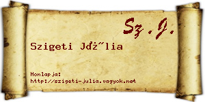Szigeti Júlia névjegykártya